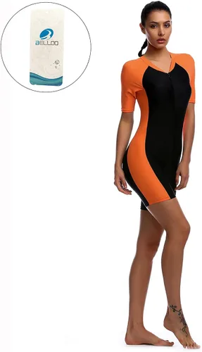 Vista 6 de BELLOO Traje de baño para mujer, de una pieza, de manga corta, protección solar