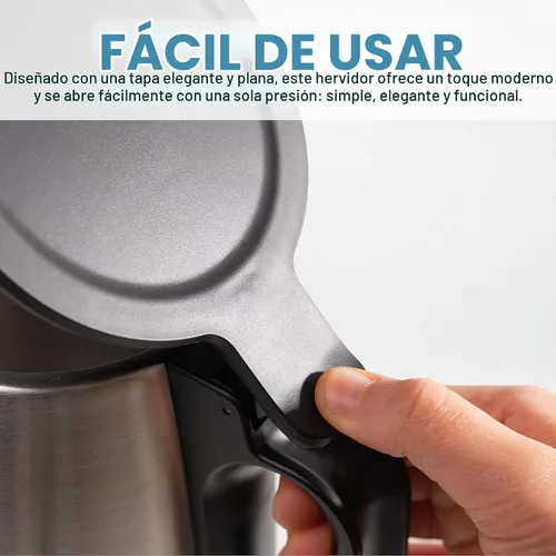Vista 5 de AROMA® Hervidor eléctrico de 1.7 litros con ebullición rápida y apagado automático en acero inoxidable (AWK-1401SB)