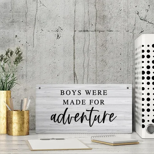 Vista 3 de Letrero de madera con texto en inglés «Boys Were Made For Adventure» («Boys Were Made For Adventure»)