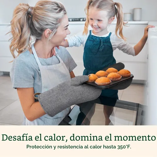 Vista 2 de Cuisinart Heritage - Guantes para horno de cocina, resistentes al calor Negro (Chevron)