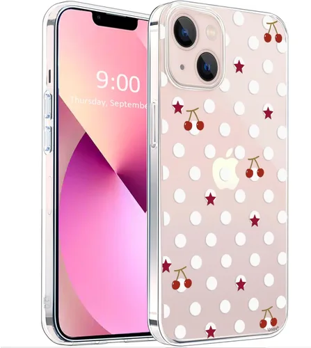 Vista 17 de Unov Funda para iPhone 14 iPhone 13, transparente con diseño, ajuste delgado, buen agarre, funda para teléfono en relieve, cubierta protectora a