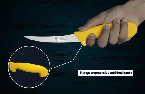 Vista 5 de SMI Cuchillo para deshuesar Solingen de 6 pulgadas, cuchillo curvo para carne, profesional, flexible, afilado, fabricado en Alemania