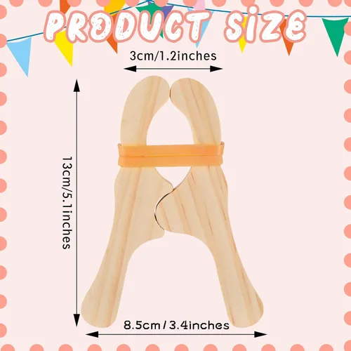 Vista 2 de Simgoing 6 piezas de clips de madera para jugar para niños, kit de construcción de fuertes Montessori y Waldorf, clips de seda gigantes de madera
