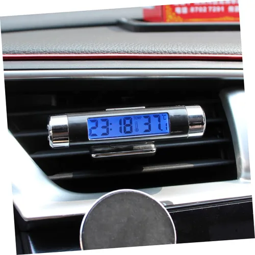 Vista 4 de Termómetro para tablero de instrumentos Termómetro digital para coche 2 1 Termómetro digital Reloj de coche Termómetro automático Termómetro