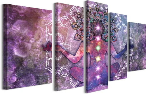 Vista 26 de NAN Wind 5 piezas de lienzo de flor de loto zen de Buda Zen, decoración espiritual para meditación, decoración pacífica del hogar, simbolismo