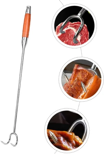 Vista 8 de Housoutil Gancho de carne estofada Ganchos para herramientas Hamburguesa Parrilla Cola de cerdo Gancho Flipper Collard Valley Cooks Pigtail Food