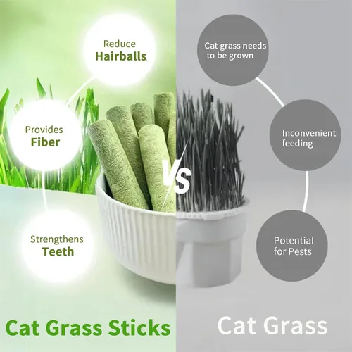 Vista 9 de Meowly Palitos de hierba de gato de 3.88 oz para gatos, palitos de hierba natural con sabor a pollo para limpieza de dientes y remedio para bolas