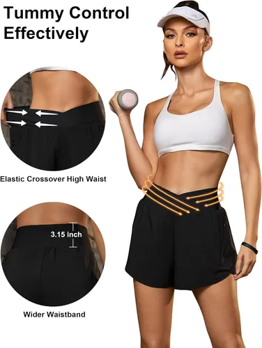 Vista 2 de Blooming Jelly Pantalones cortos de entrenamiento para mujer, pantalones cortos deportivos para correr, pantalones cortos de gimnasio de cintura
