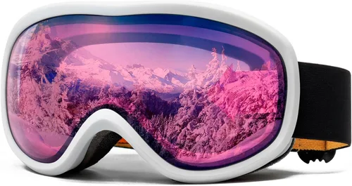 Vista 12 de AVV OTG – Gafas de esquí para hombres y mujeres con lente de doble capa antivaho, UV400, gafas de nieve para snowboard, moto de nieve y patinaje