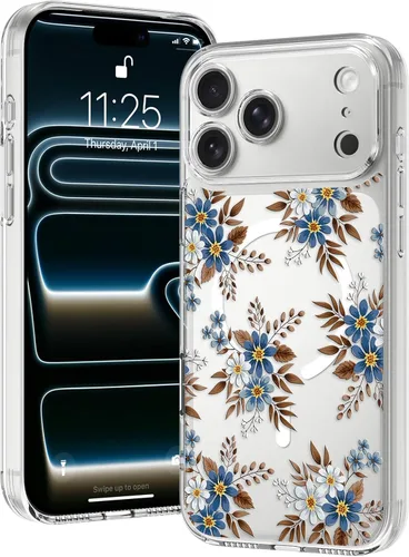 Vista 25 de OOK Magnetic for iPhone 17 Case Clear Pretty Flower Girls Women [Not Yellowing][Screen Protector] [ MagSafe Compatible] with Full Camera Lens
