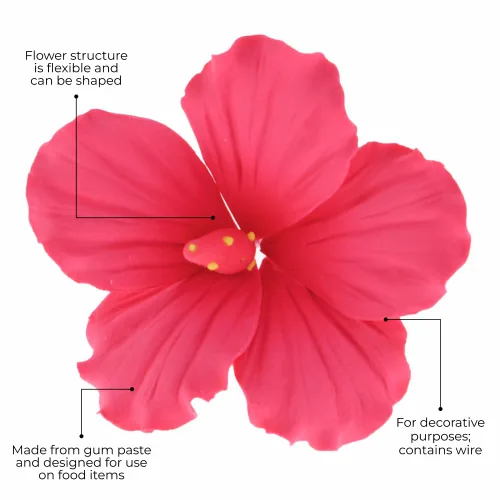 Vista 6 de Global Sugar Art Flores de pastel de azúcar de hibisco, rosa intenso, grande, flor de pastel hawaiano, grande, 3 unidades por el chef Alan Tetreault