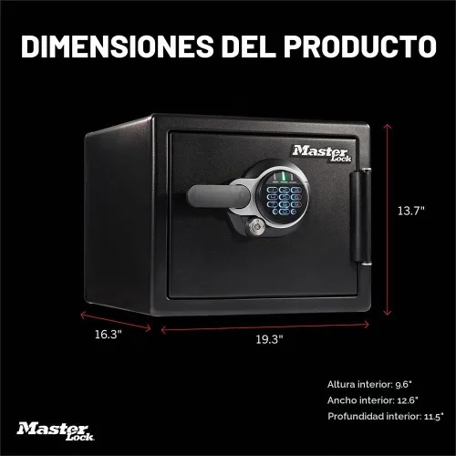 Vista 3 de Master Lock - Caja de seguridad premium negra a prueba de fuego y agua con teclado digital, 0.82 pies cúbicos, STW082GTC