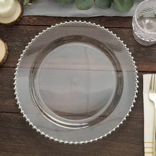 Vista 47 de Efavormart - Paquete de 10 platos de postre de plástico transparente rubor con borde de cuentas, platos redondos desechables para ensalada, 8