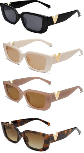Vista 26 de Allarallvr Lentes de sol rectangulares para mujer, estilo retro de los años 90, Y2K, clásicos, vintage, cuadrados, AR82037