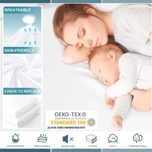 Vista 4 de Protector de colchón impermeable tamaño individual, funda de colchón de bolsillo profundo, suave y transpirable, funda de cama ajustable sin ruido