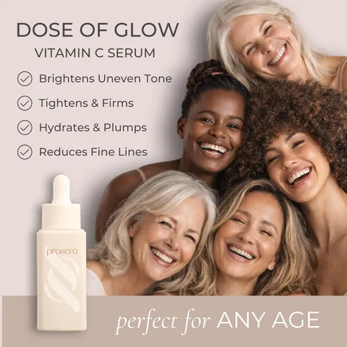 Vista 4 de Suero de vitamina C ultra hidratante para rostro con péptidos, ácido hialurónico 3X y niacinamida, para pieles sensibles y antienvejecimiento