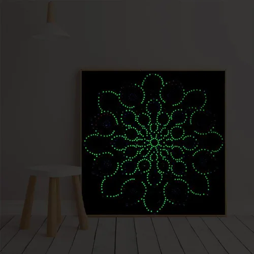 Vista 2 de LUSandy Kit de pintura de diamantes de mandala colorido 5D para adultos, taladro parcial, pintura de diamantes de mandala luminosa