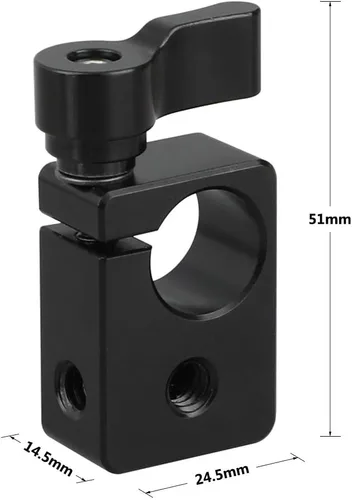 Vista 2 de CAMVATE Adaptador de abrazadera de varilla simple de 0.591 in con perilla de bloqueo de tornillo de pulgar negro (2 piezas) - 2217