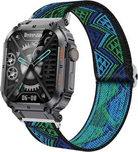 Vista 13 de Lamshaw Correa de reloj de 0.866 pulgadas, correa de repuesto ajustable de nailon elástico elástico compatible con reloj inteligente KACLUT/EIGIIS