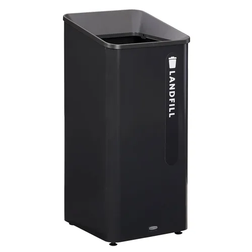 Vista 7 de Rubbermaid Commercial Products Sustain - Contenedor decorativo de 15 galones, negro/verde, interior para edificios de oficinas, patios de comida