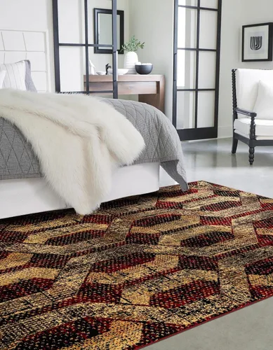 Vista 10 de Unique Loom Saturn Collection - Astra (Runner 2 pies 2 pulgadas x 5 pies 0 pulgadas, beige crema/negro)