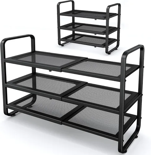 Vista 12 de Estante para zapatos SNTD - Organizador de zapatos ampliable para armario, estante de almacenamiento de zapatos de metal ajustable, soporte