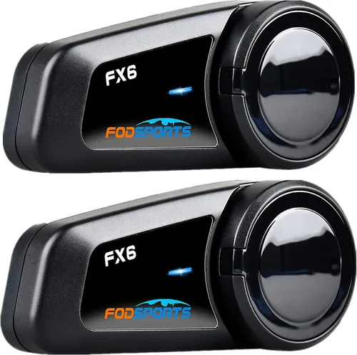 Vista 10 de Fodsports FX6 - Auriculares Bluetooth para motocicleta, intercomunicador Bluetooth para grupo de 6 motociclistas, sistemas de comunicación