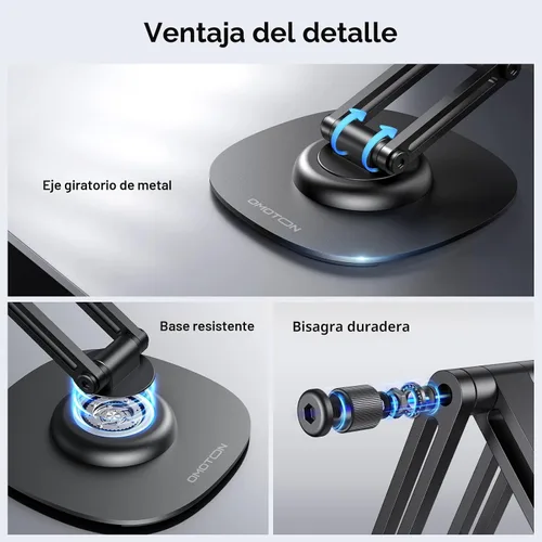 Vista 5 de OMOTON Soporte de Teléfono Magnético Giratório de 360° para Escritorio, Ajustable y Plegable de Aluminio para Soporte de Celular MagSafe con Base