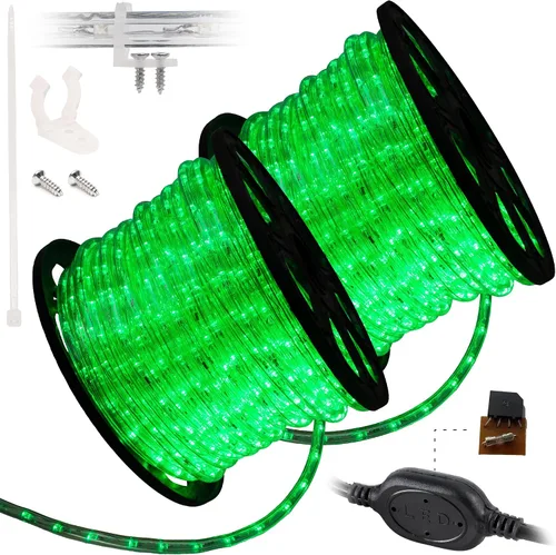Vista 11 de 108 LED, luz LED verde exterior de 10 pies, conectable, para exteriores, certificado ETL, iluminación exterior permanente, impermeable, carcasa