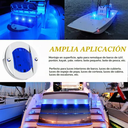 Vista 4 de PSEQT 4 piezas de 7,6 cm Luces LED azul marino para cubierta de barco y luz de ancla de popa - Luces impermeables de 12V para pesca nocturna