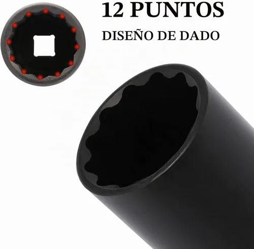 Vista 4 de EMENTOL Juego de llaves de impacto de eje profundo de 1/2 pulgada, CR-MO, 12 Puntos, Métrico, Juego de llaves de impacto profundo de 12PT - 30mm