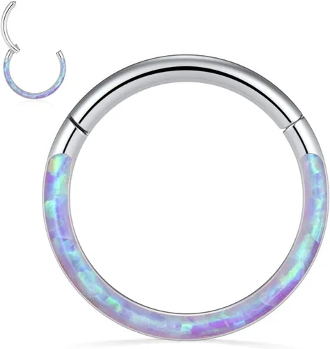 Vista 15 de Opal Septum Jewelry Surgical Steel Septum Ring Daith Rook Tragus Earring