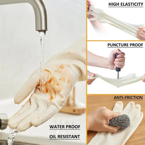 Vista 3 de Guantes de nitrilo resistentes a productos químicos, guantes de limpieza resistentes para el hogar, ácidos, álcalis, solventes, resistentes al