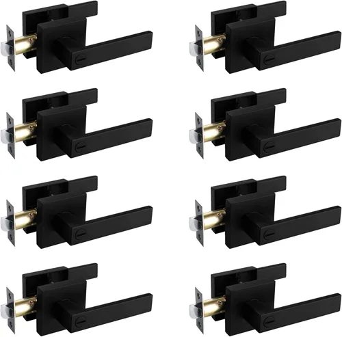 Vista 33 de NEWBANG Manija de palanca de puerta sólida con acabado negro mate