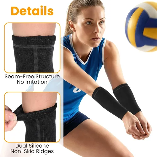 Vista 2 de 1 par de mangas de brazo de voleibol, coderas, voleibol, manga de compresión de antebrazo, antideslizante, protector de brazo de entrenamiento