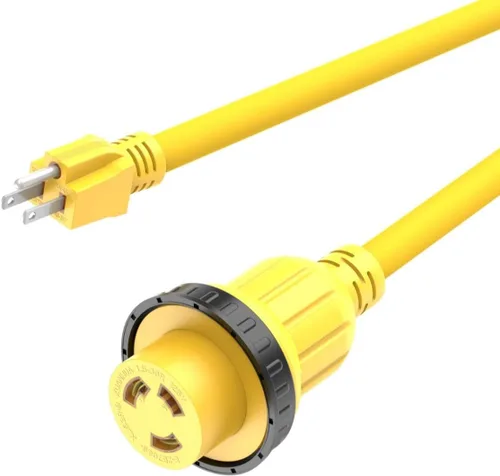 Vista 5 de Cable adaptador marino y RV de 1 pie de 30 amperios a 15 amperios Nema 5