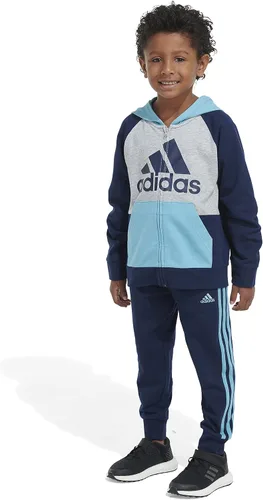 Vista 4 de adidas boys Zip Front French Terry Hooded Jacket and Joggers Set