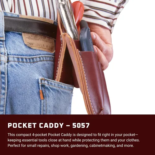 Vista 2 de Occidental Leather Pocket Caddy - Marrón - 4 bolsillos y portaherramientas - Compatibilidad de cinturón de hasta 2 pulgadas de ancho - Ligero