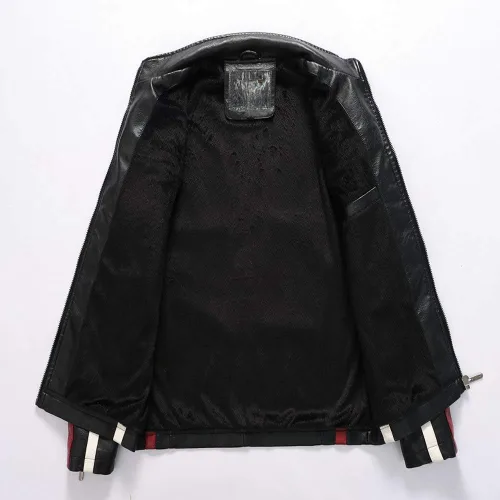 Vista 3 de chouyatou Chaqueta de piel sintética con forro polar térmico para hombre
