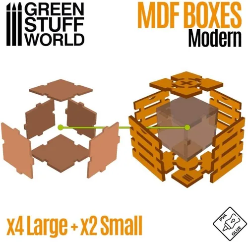 Vista 4 de Green Stuff World Cajas MDF para modelos y miniaturas – Cajas modernas de ciencia ficción 10299