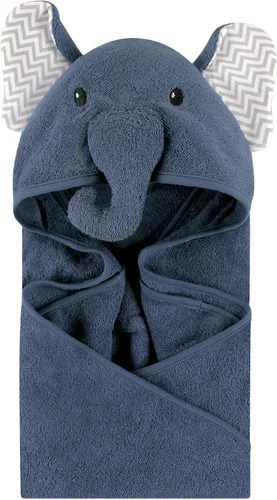Vista 6 de Little Treasure Toalla unisex de algodón con capucha con cara de animal para bebé, elefante de flor, talla única