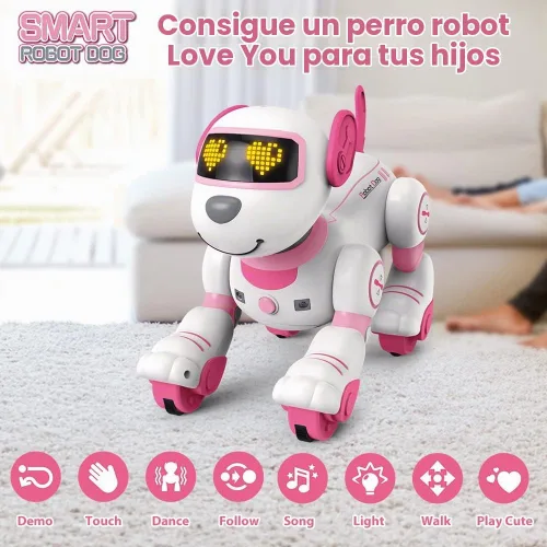 Vista 5 de VATOS - Perro robot de control remoto para niños - Perro robot de juguete interactivo con toque y seguimiento, robot perro de 17 funciones, cachorro