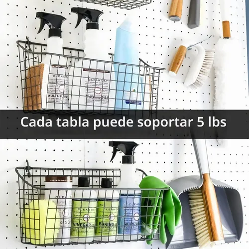 Vista 4 de 4 Piezas Paneles de Tablero Perforado, Soporte de Pared de Tablero Perforado ABS Blanco, Fácil Instalación para Sala de Manualidades, Garaje