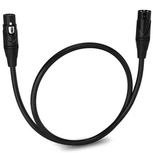 Vista 8 de LyxPro Cable de micrófono XLR hembra a macho de ángulo recto de 3 pines de 1.5 pies para altavoces amplificados, interfaz de audio, rendimiento