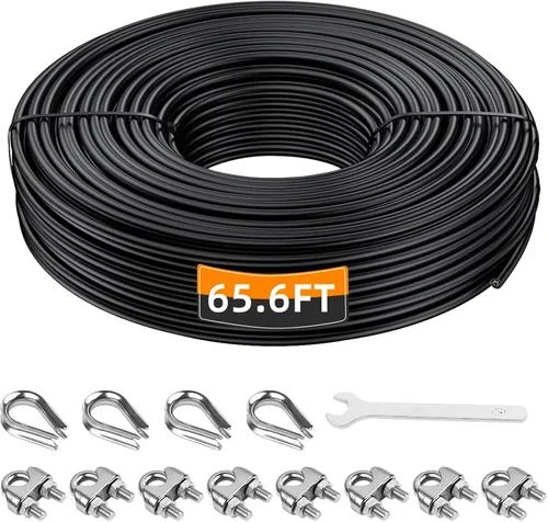 Vista 8 de LFJ Cable de repuesto para máquina de poleas, cable de acero resistente de 32.8/65.6/98.4 pies para sistema de polea de elevación de peso, cable