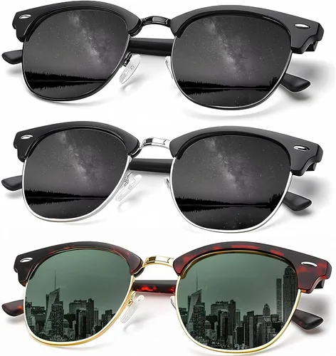 Vista 31 de KALIYADI - Gafas de sol polarizadas para hombres y mujeres unisex, marco semirretráctil, estilo retro, para conducir, con bloqueo UV