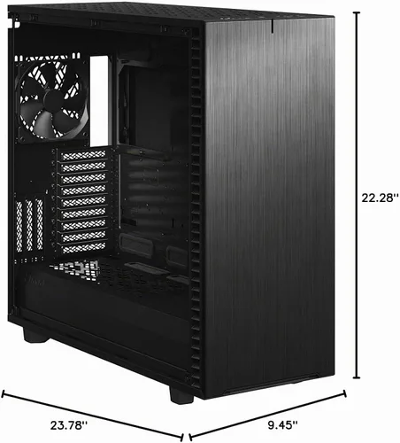 Vista 3 de Fractal Design Define 7 XL Negro de aluminio / acero cepillado sólido E-ATX Carcasa de computador de torre completa modular silenciosa