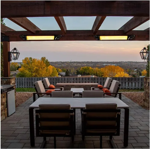 Vista 5 de Veito Blade Calentadores 1500W (Negro) IP55 weatherproof carbon infrared heater with remote. Premium indoor & outdoor wall mount for patios, homes
