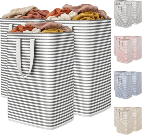 Vista 15 de Lifewit 75L x 2 Pack Collapsible Laundry Hamper Large,Tall Foldable Dirty Clothes Baskets Waterproof, Freestanding Double Bags with Easy Carry
