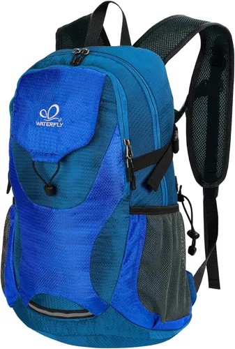 Vista 16 de WATERFLY Mochila de senderismo ligera y plegable, paquete de día 30L azul